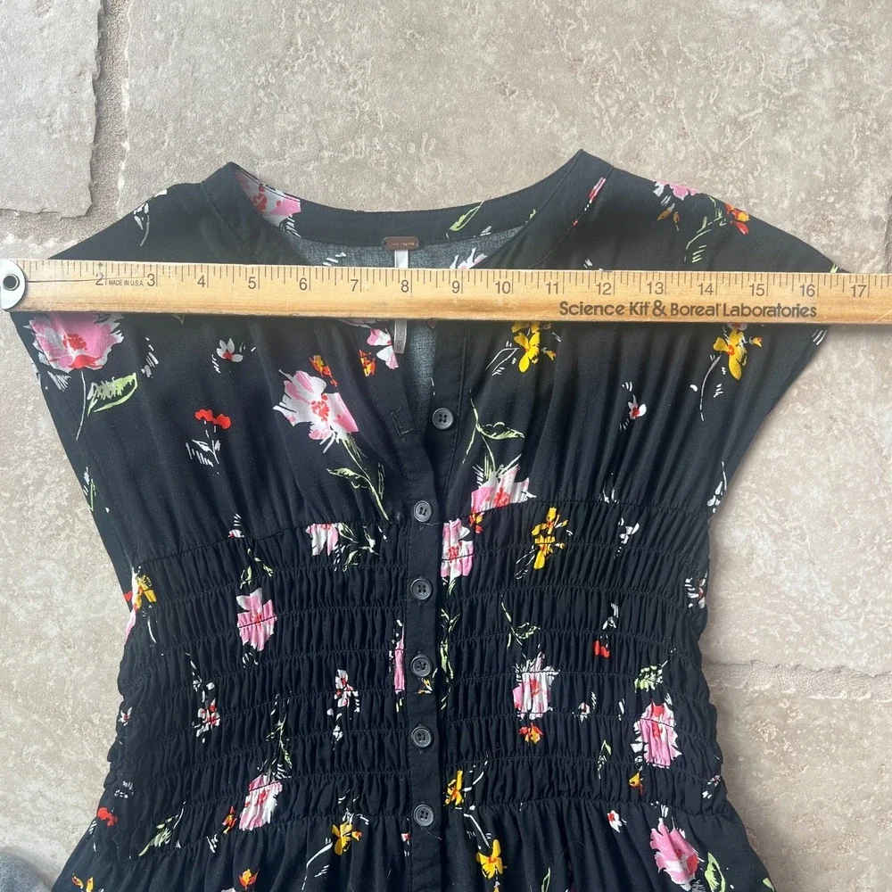 Free‎ People Mini Floral Print Boho Dress - Size XS - Elastic Waist